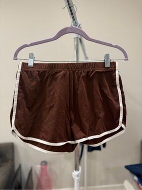 H&M Brown Athletic Shorts with White Trim